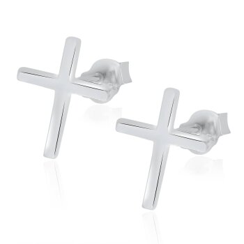 1 Paar Ohr Stecker Kreuze 925 Silber