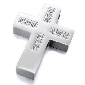 Kreuz Anhänger Zirkonia Edelstahl inkl. Kette im Etui...