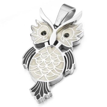 Anhänger EULE silber 316 L EDELSTAHL inkl. Kette im Etui