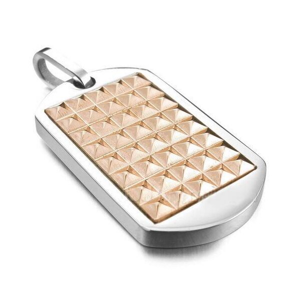 Anhnger Dog Tag Nieten silber Rosegold 316L  Edelstahl inkl. Kette  im Etui GRAVUR OPTION