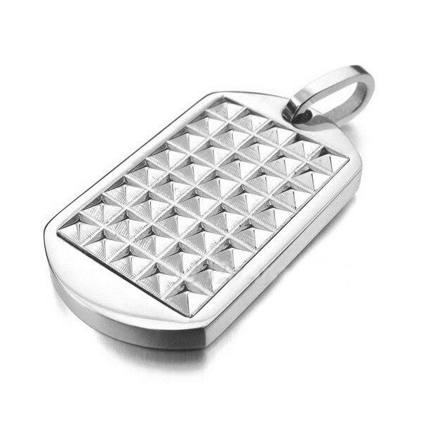 Anhnger Dog Tag Nieten silber 316L  Edelstahl inkl. Kette  im Etui GRAVUR OPTION