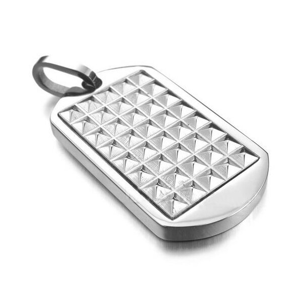 Anhnger Dog Tag Nieten silber 316L  Edelstahl inkl. Kette  im Etui GRAVUR OPTION