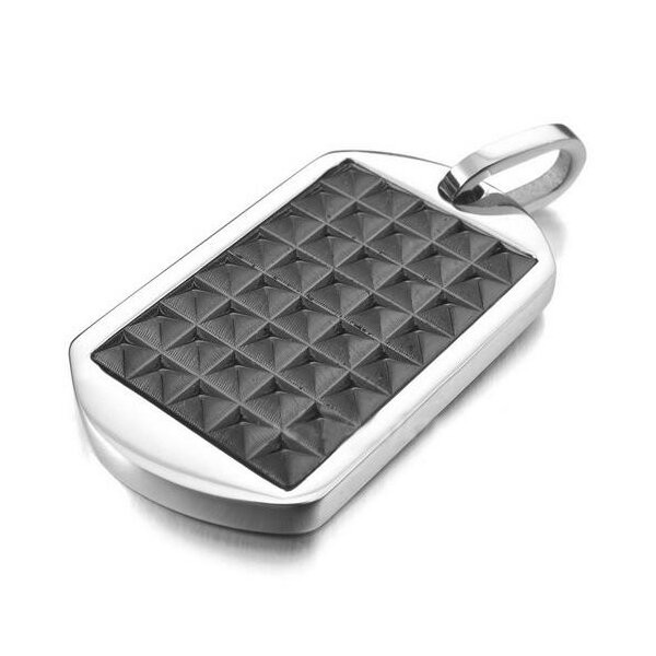 Anhänger Dog Tag Nieten silber schwarz  316L  Edelstahl inkl. Kette  im Etui GRAVUR OPTION