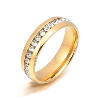 Ring Star Glam Zirkonia 316L Edelstahl gold im Etui