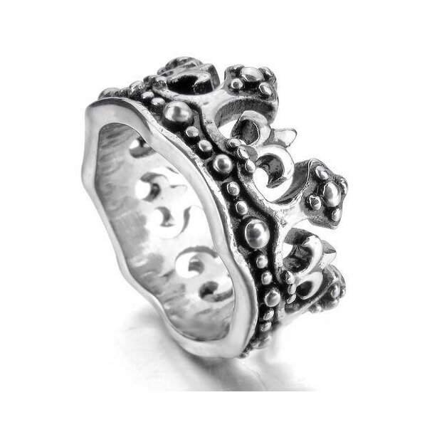 Ring Krone 316L Edelstahl im Etui