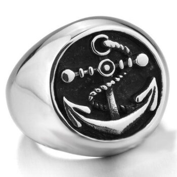 Siegel Ring Anker 316L Edelstahl im Etui