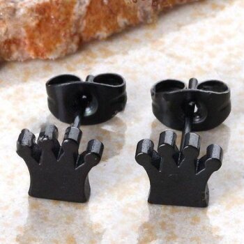 1 Paar Kronen Ohrstecker Edelstahl schwarz im weißen...