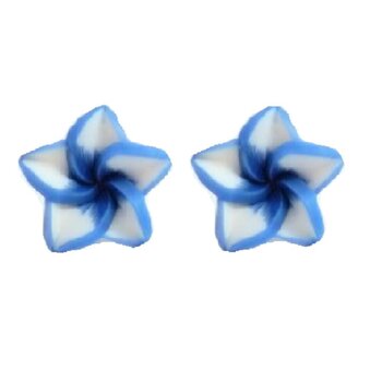 1 Paar FIMO Blüten Ohrstecker blau weiß blau  im weißen...