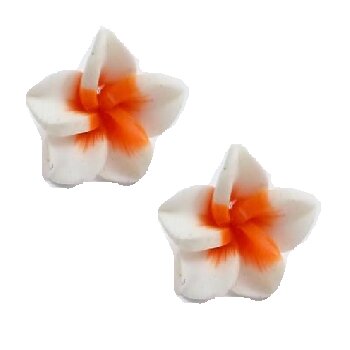 1 Paar FIMO Blüten Ohrstecker weiß orange im weißen...