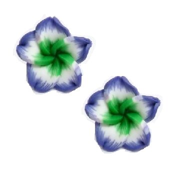 1 Paar FIMO Blüten Ohrstecker lila weiß grün im weißen...