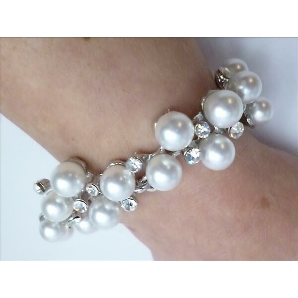Armband mit  Perlen & Strass im weißen Organza Beutel