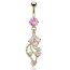 Bauchnabel Piercing Blütenranke Zirkonia rosa mit Gelbgold vergoldet 316 L Chirurgen Stahl