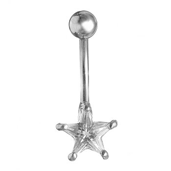 Bauchnabel Piercing Stern klar Zirkonia 316 L Chirurgen...