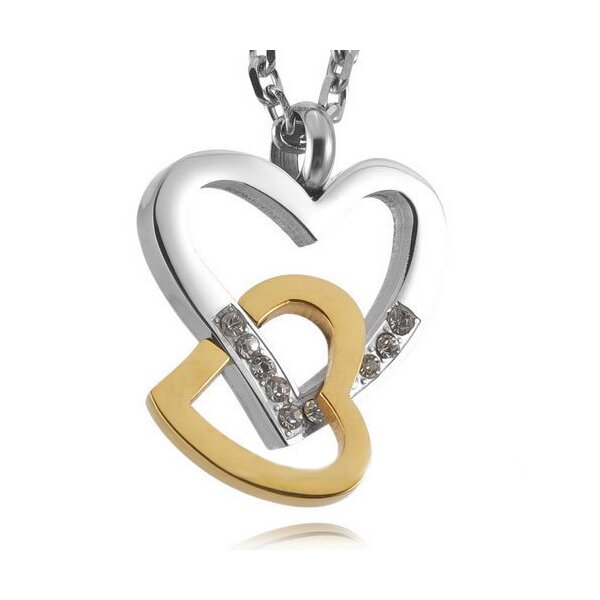 Herz Anhänger Silber Gelbgold  Zirkonia inkl. Kette im Etui