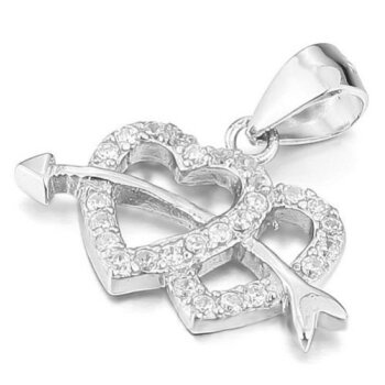 Herz Anhänger Amor Zirkonia inkl. Gliederkette 925...