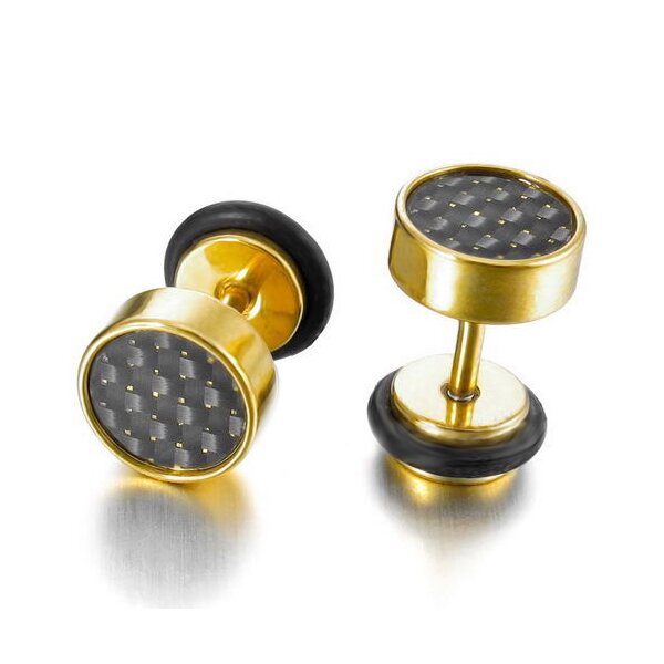 1 Fake Plug Carbon gold Edelstahl