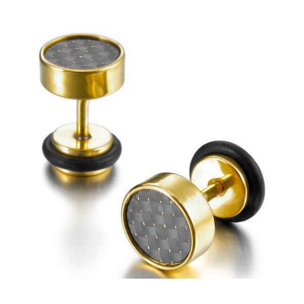 1 Fake Plug Carbon gold  Edelstahl