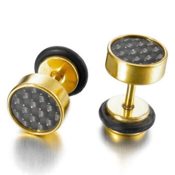 1 Fake Plug Carbon gold Edelstahl