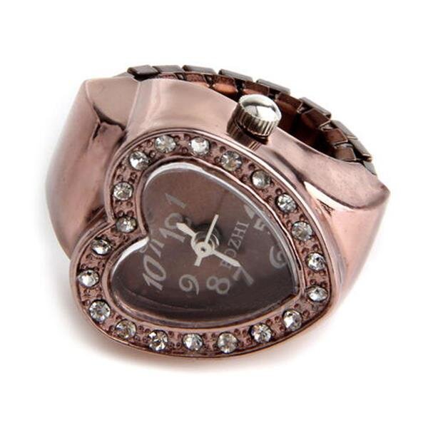 UHREN Ring Herz mit Strass Rosegold Edelstahl im Etui