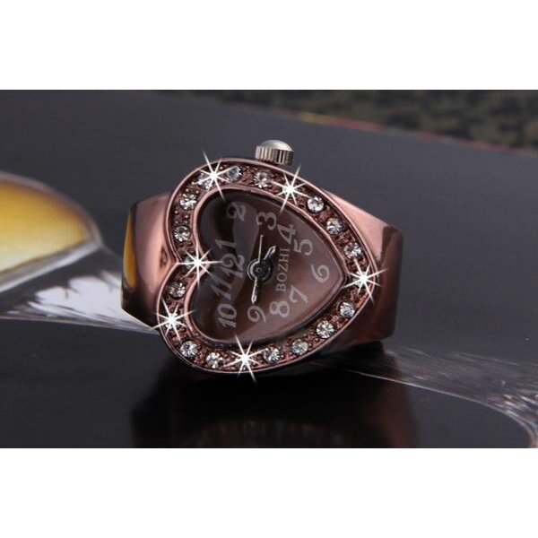 UHREN Ring Herz mit Strass Rosegold Edelstahl im Etui