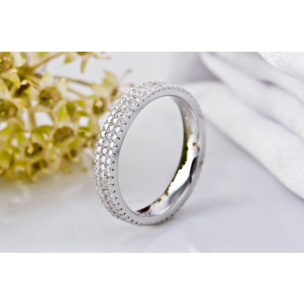 Silberring Brilliant GLAM Zirkonia 3 reihig aus 925...