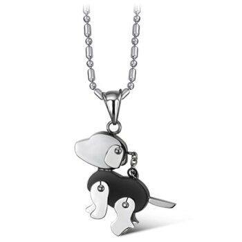 Anhänger Doggy silber schwarz 316L Edelstahl inkl....