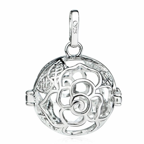 Anhänger Rose  Klangkugel Harmony  Silber  inkl. 925 Silber Schlangenkette
