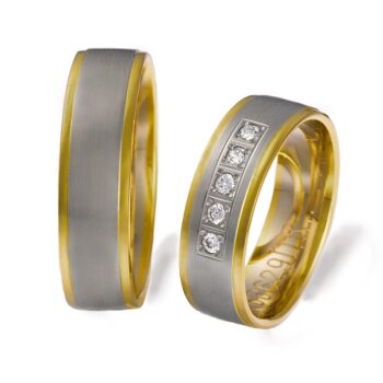 SET Eheringe / Trauringe Romantic Love 6 mm in Gelbgold/...