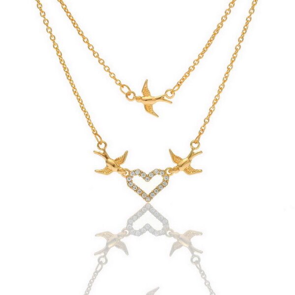 Collier Follow Your Heart Zirkonias mit vergoldet im Schmuck Beutel