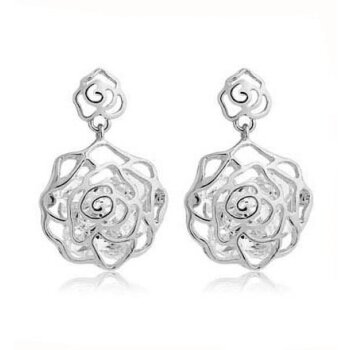 1 Paar Ohrhänger Diamond Rose Silber im Organza Beutel