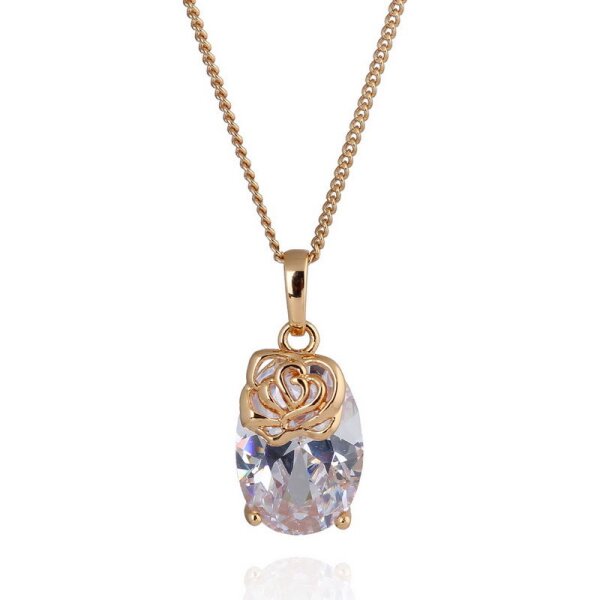 Anhänger Rose Zirkonia mit vergoldet inkl. Kette im Schmuck Beutel