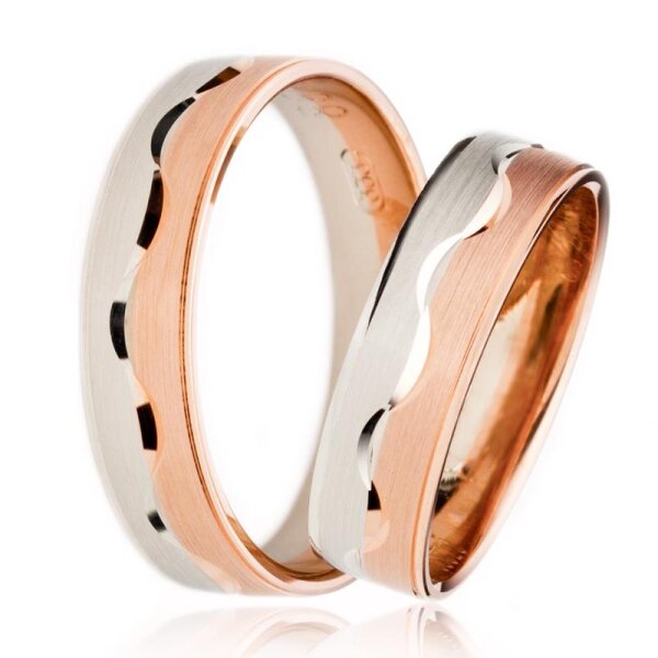 SET Eheringe / Trauringe Loving You 5 mm in Rosegold/ Weigold im Etui mit Gravur