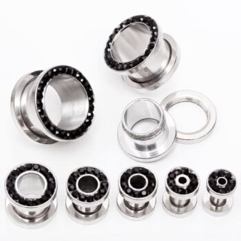 1 Expander / Plug Zirkonia TUNNEL schwarz 316 L...
