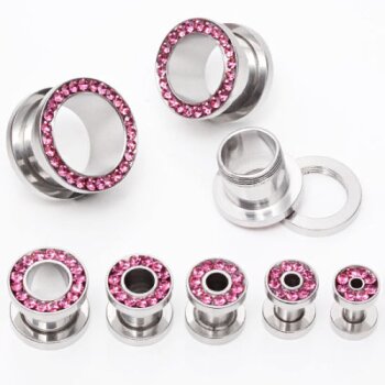 1 Expander / Plug Zirkonia TUNNEL Fuchsia Pink 316 L...