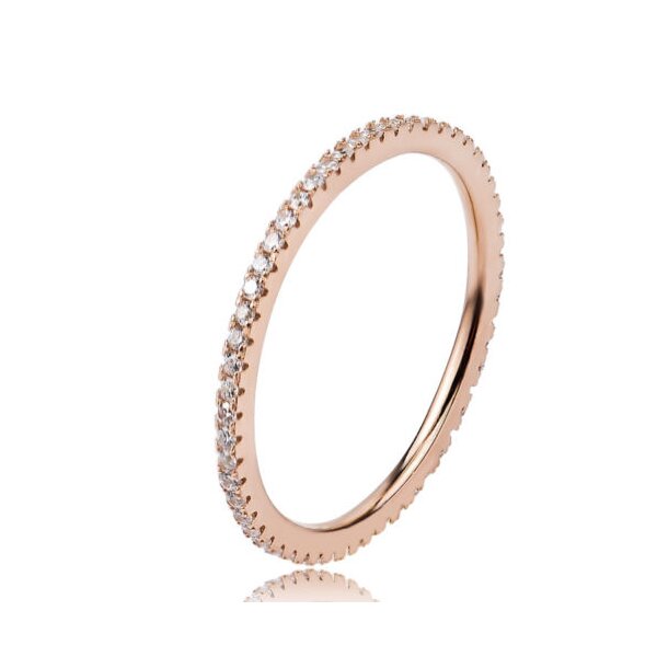 Silberring  " GLAM "  Zirkonia  aus 925 Silber mit Rosegold vergoldet  im Etui