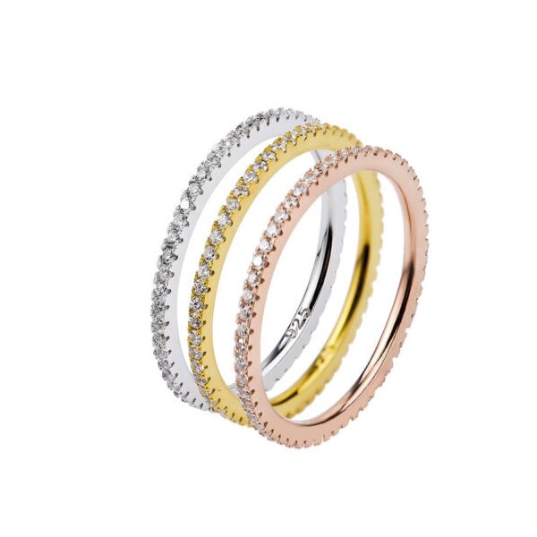 Silberring   GLAM   Zirkonia  aus 925 Silber mit Rosegold vergoldet  im Etui