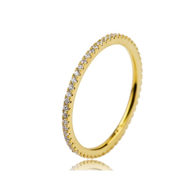 Silberring  " GLAM "  Zirkonia  aus 925 Silber mit Gelbgold vergoldet  im Etui
