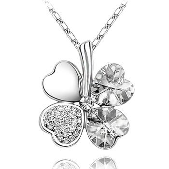 Kleeblatt Swarovski Elements weiß / klar inkl. Kette im...