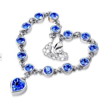 Armband Herz vergoldet Strass Royal blau im Etui