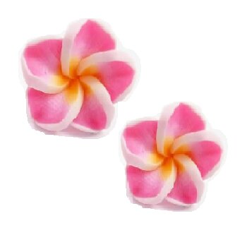 1 Paar FIMO Blüten Ohrstecker weiß pink orange im weißen...