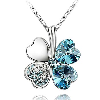 Kleeblatt Swarovski Elements türkis inkl. Kette im weißen...