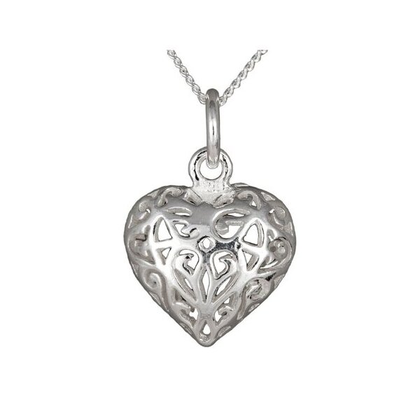 Anhänger Herz  Romantik groß  925 Silber inkl. Schlangenkette  im weißen Organza Beutel