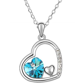 HERZ ANHÄNGER Swarovski Elements türkis inkl Kette im...