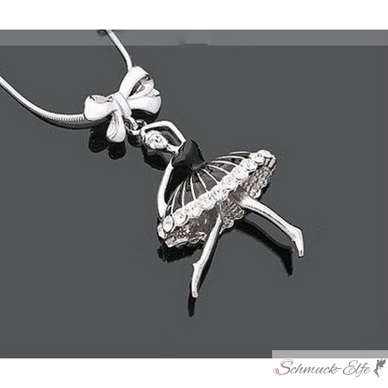 Ballerina Kette Emaille mit Strass im weißen Organza Beutel, 9,99 €