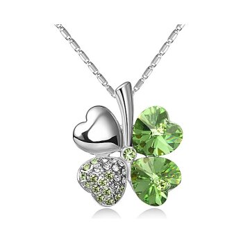 Kleeblatt Swarovski Elements grün inkl. Kette im weißen...