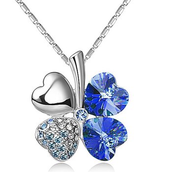 Kleeblatt Swarovski Elements Royal blau inkl Kette im...