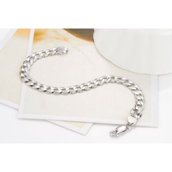 Unisex Panzer Armband aus 925 Silber rhodiniert im Etui