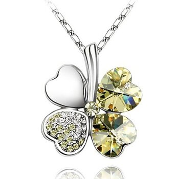 Kleeblatt Swarovski Elements Gelb inkl. Kette im weißen...