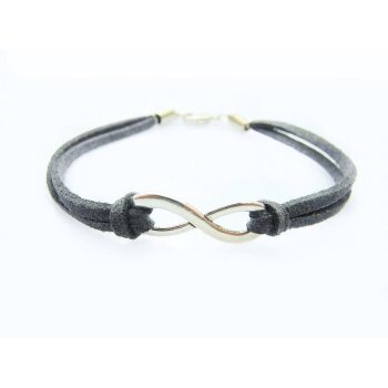 Armband Infinity Schleife grau im Organza Beutel