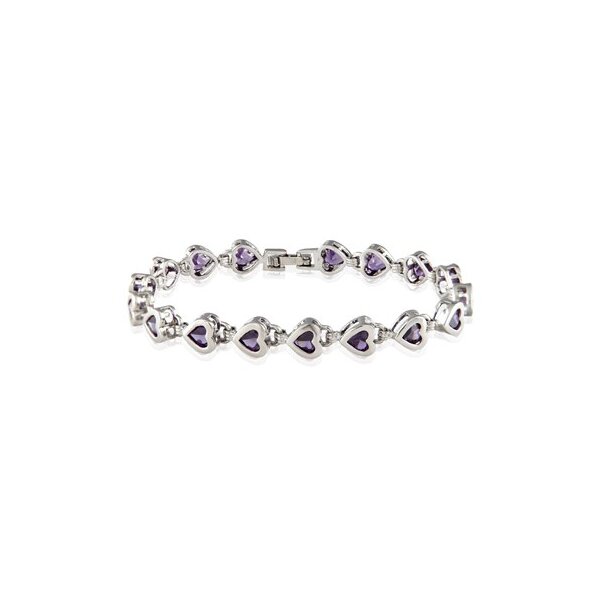 Armband Herzilein vergoldet mit Amethysten lila im Etui